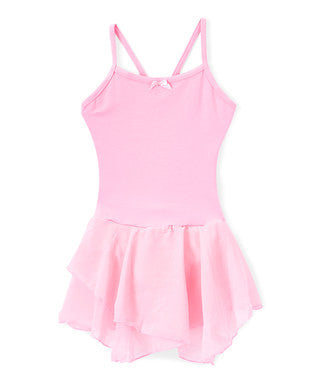 Pink Skirted 2 Layer Spaghetti Leotard