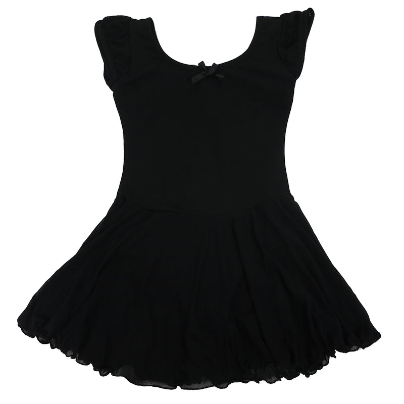 Black Skirted 2 Layer Short Sleeve Leotard