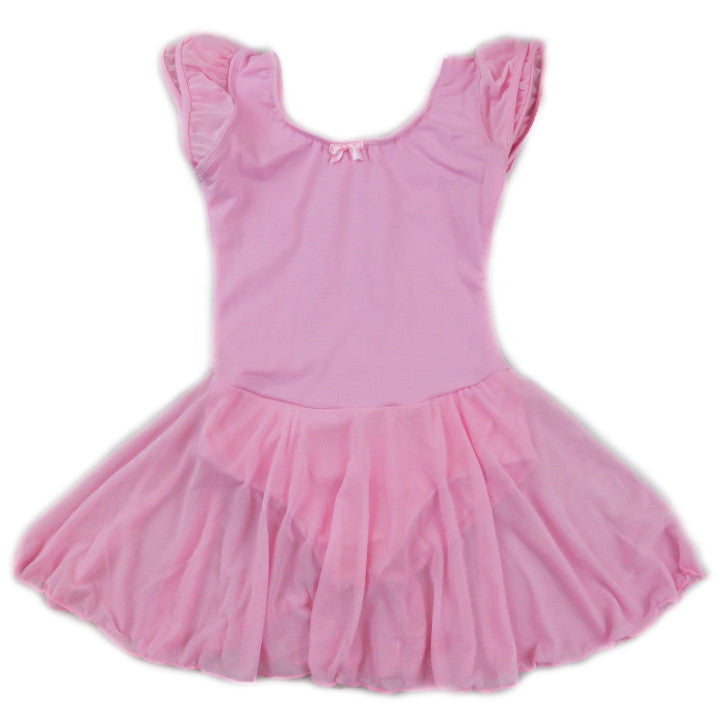 Pink Skirted 2 Layer Short Sleeve Leotard
