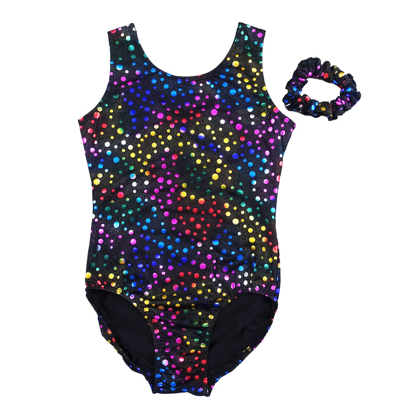 Adult Black Rainbow Dots Leotard