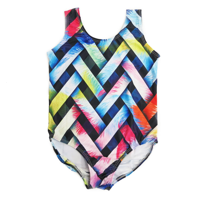 Rainbow Colorful Con-texture Lycra Leotard