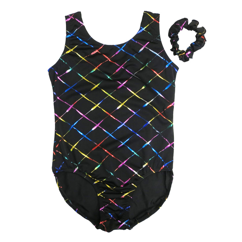 Adult Black Rainbow Cross line Leotard