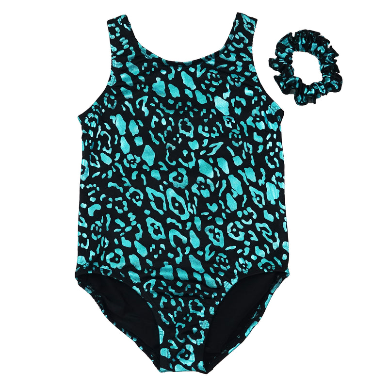 Kid's Turquoise Leopard Leotard