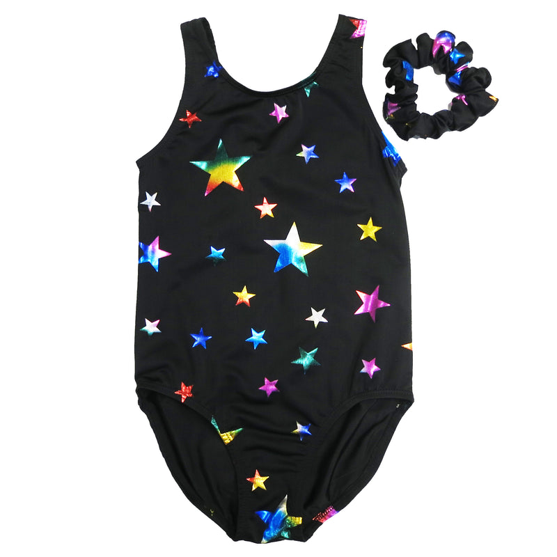 Kid's Black Rainbow Stars Leotard