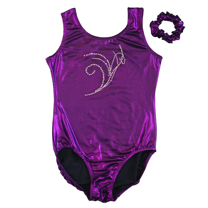 Adult Purple Rhinestone Lily Leotard