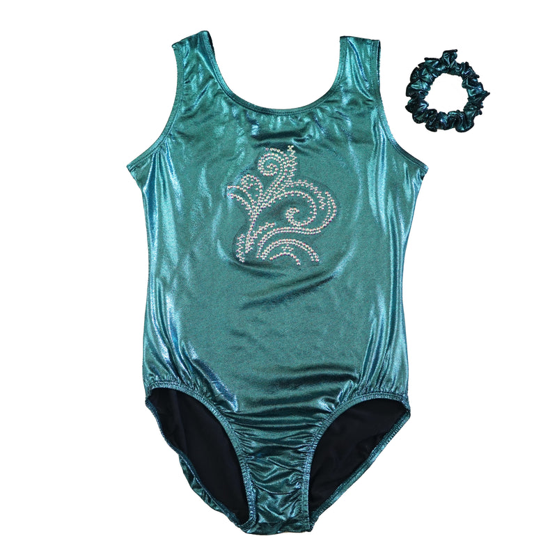 Adult Turquoise Rhinestone Flower Leotard