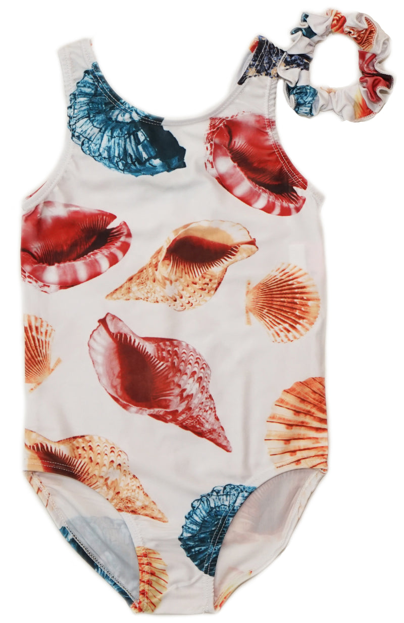 Kid's White Colors Conch Shell Leotard