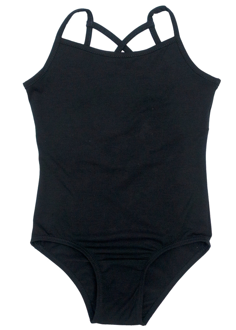 Black Spaghetti Lattice Back Cotton Leotard