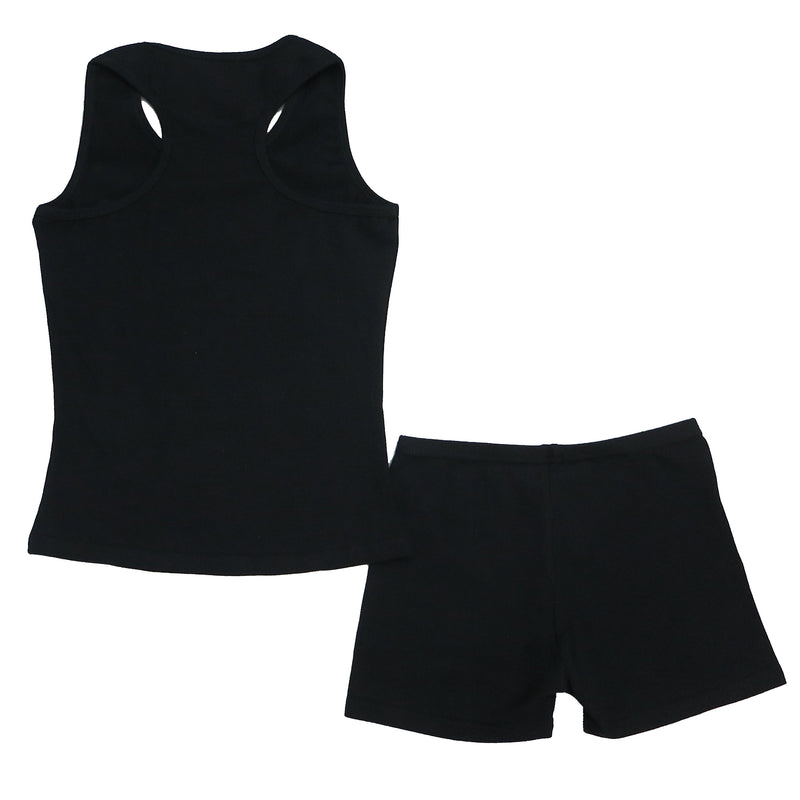 Black Cotton Gymnastic Training Tank Top & Shorts
