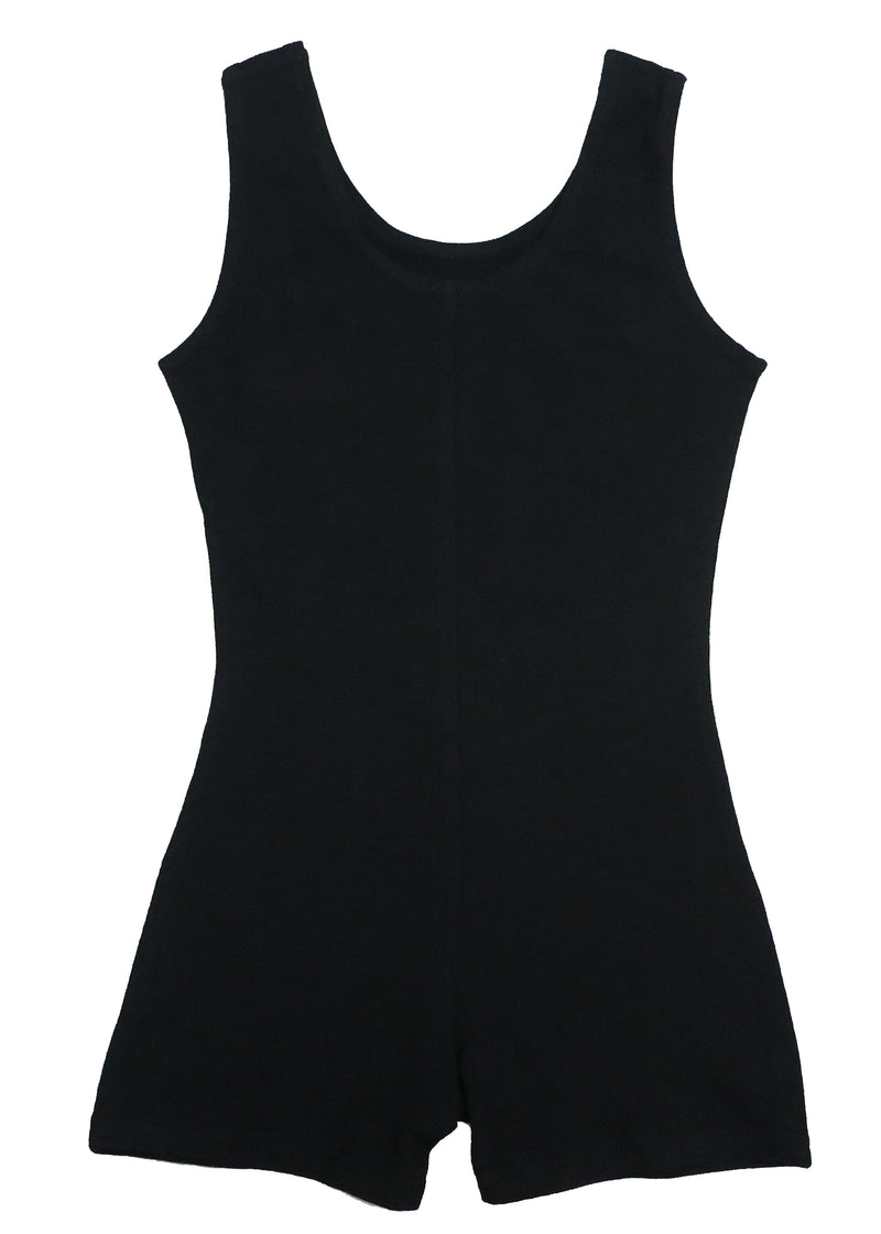 Black Cotton One-Piece Gymnastic Training Leotard