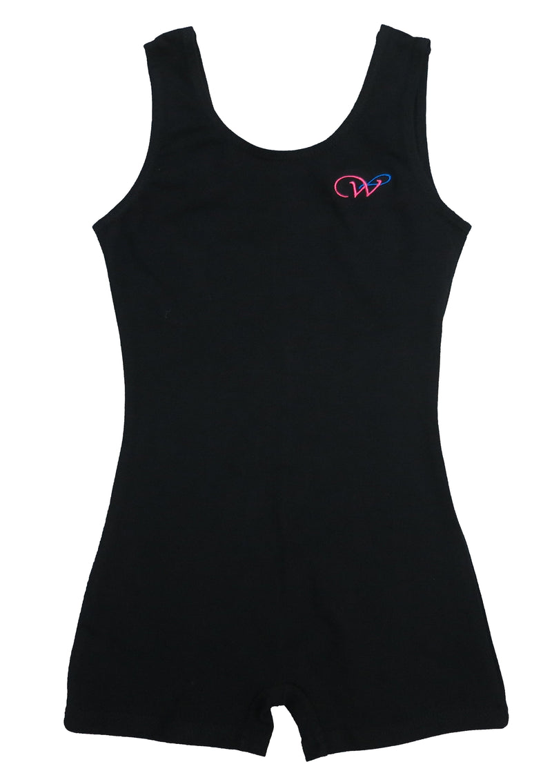 Black Cotton One-Piece Gymnastic Training Leotard