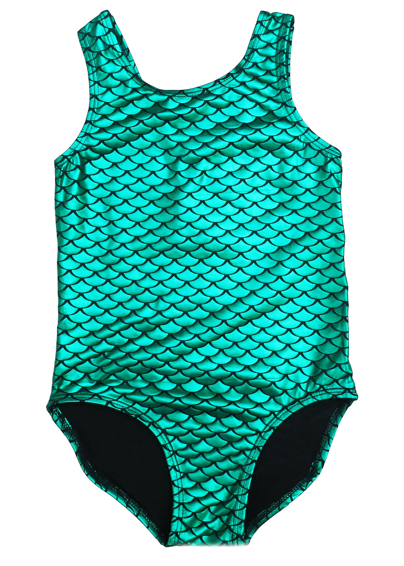 Green Fish Scale Mermaid Tank Leotard