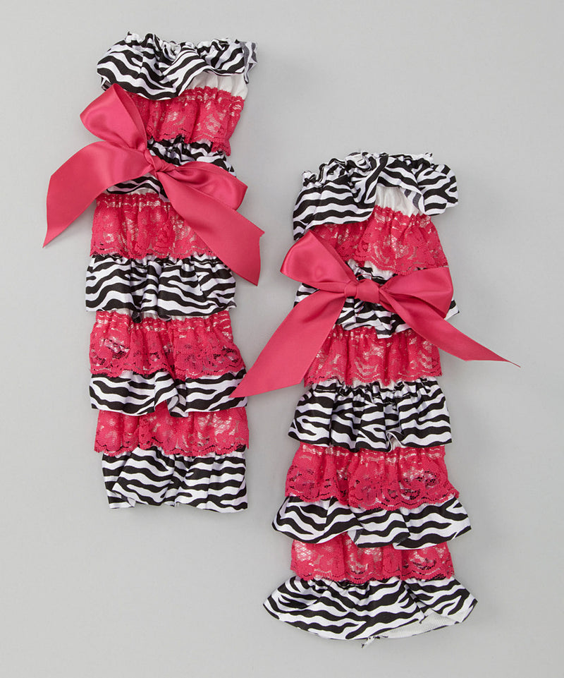 Zebra/Hot Pink Lace Leg Warmer