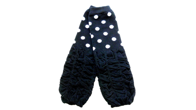 Black/White Dot Gauffer Cotton Leg Warmer