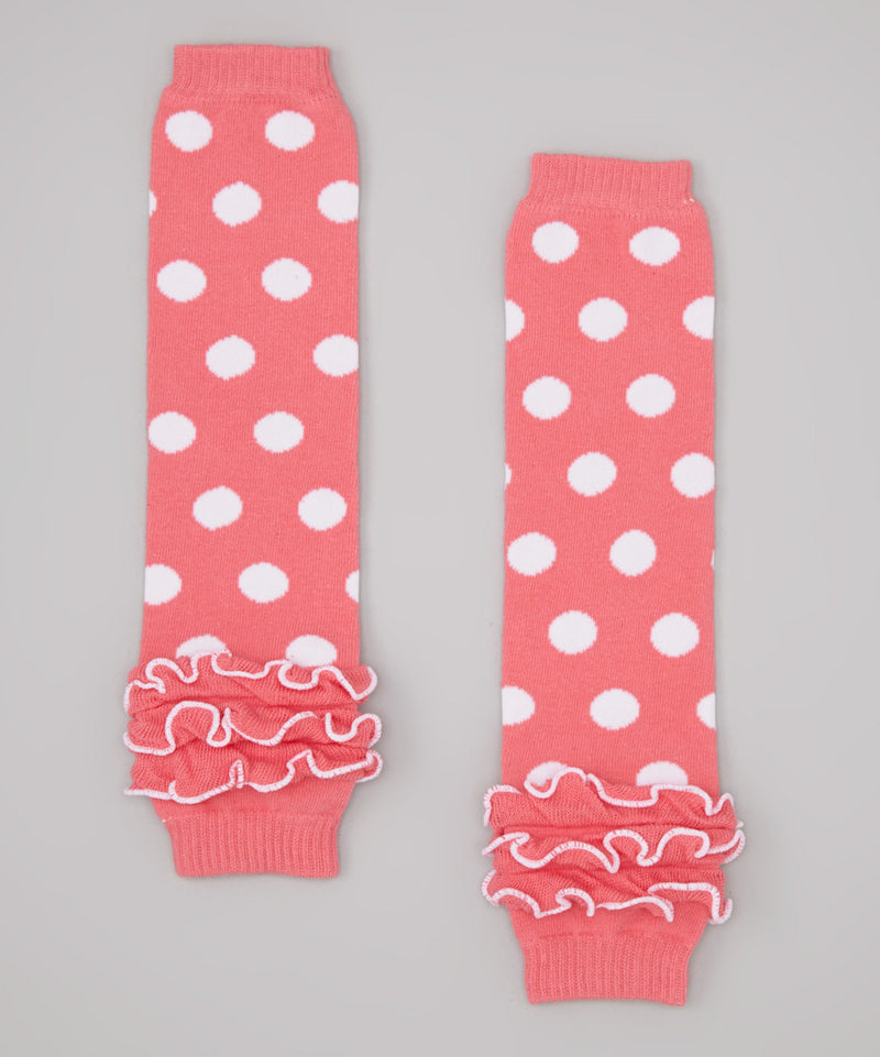 Pink/White Dot Gauffer Cotton Leg Warmer