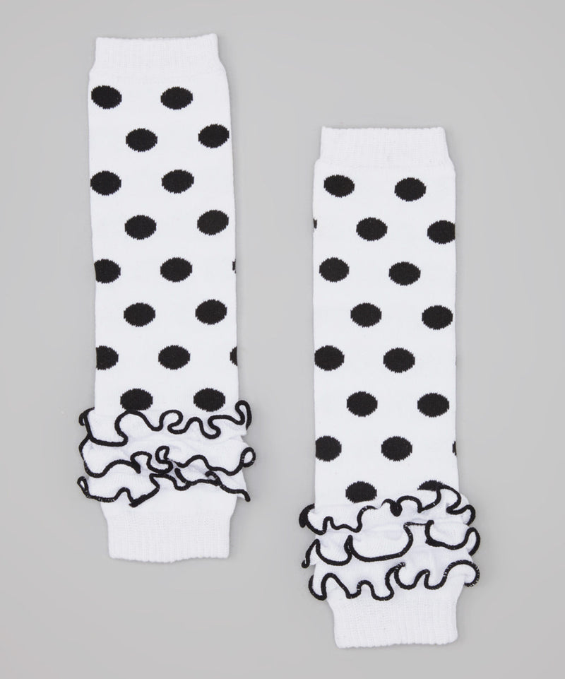 White/Black Dot Gauffer Cotton Leg Warmer