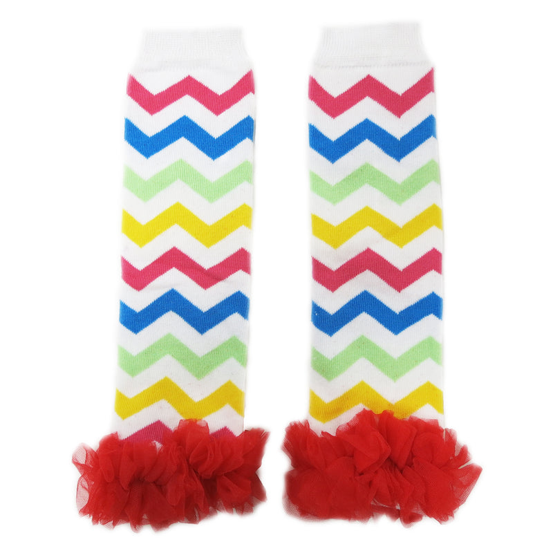 Rainbow Chevron Leg Warmer With Chiffon Ruffle