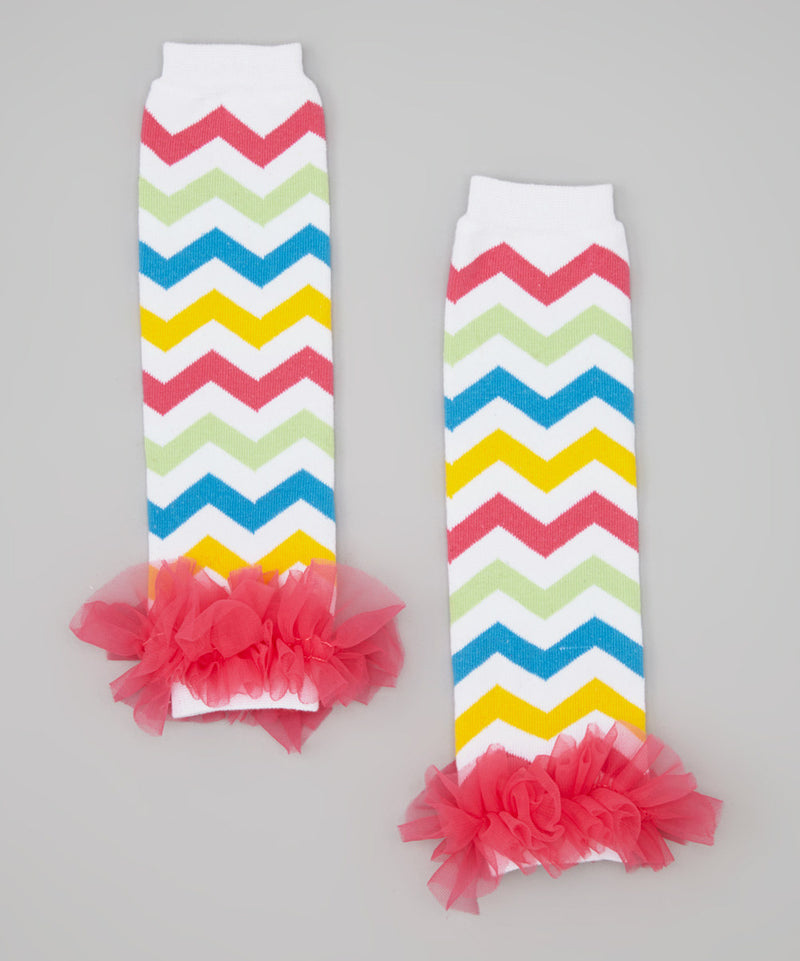 Rainbow Chevron Leg Warmer With Chiffon Ruffle