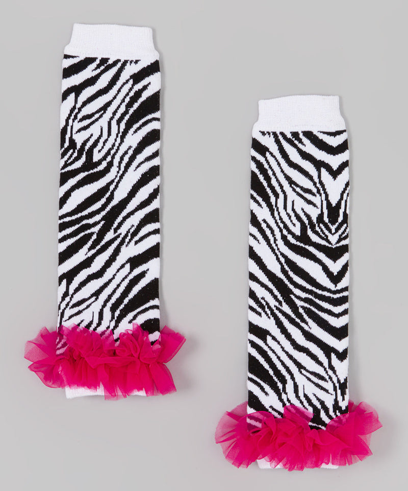 Zebra Leg Warmer With Chiffon Ruffle