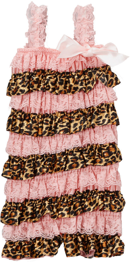 Leopard/Pink Lace Romper