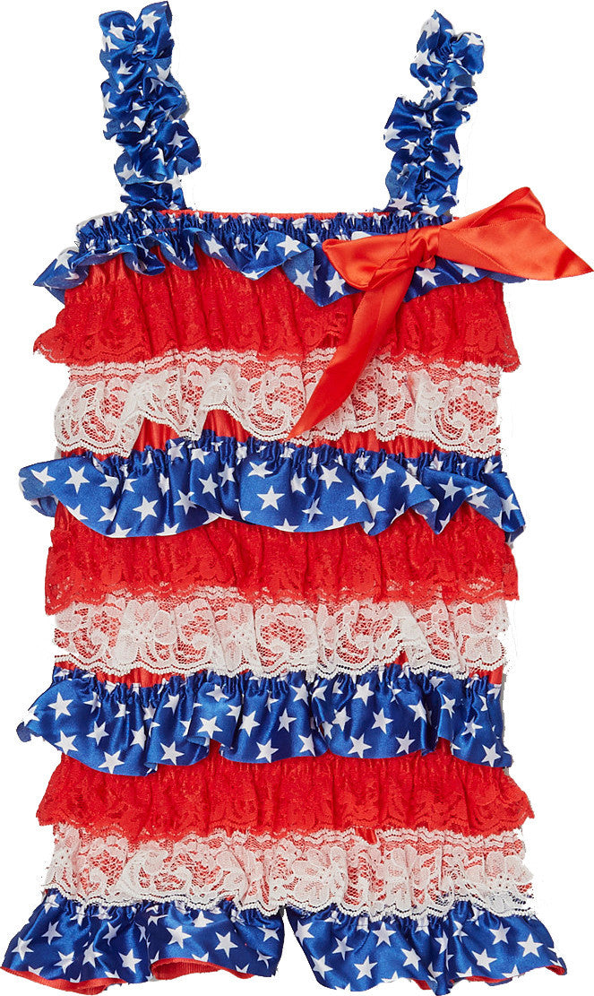 July 4Th Lace/Satin  Romper