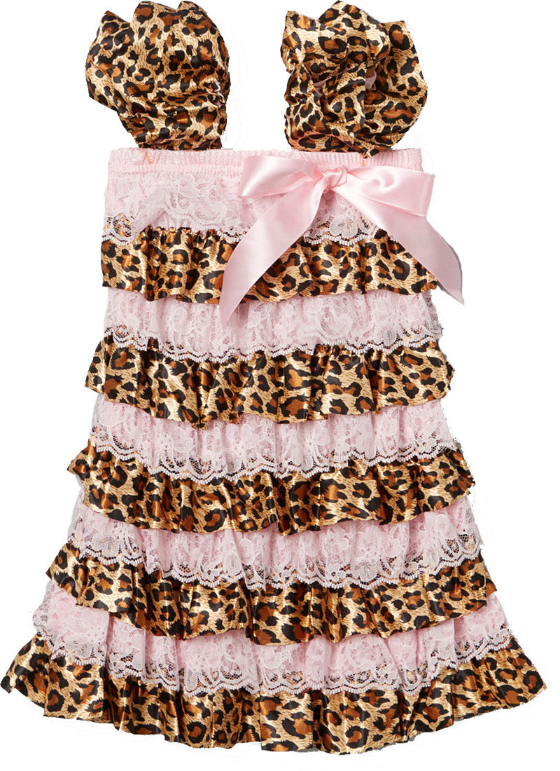 Cheetah Pink Lace Ruffle Petti Dress