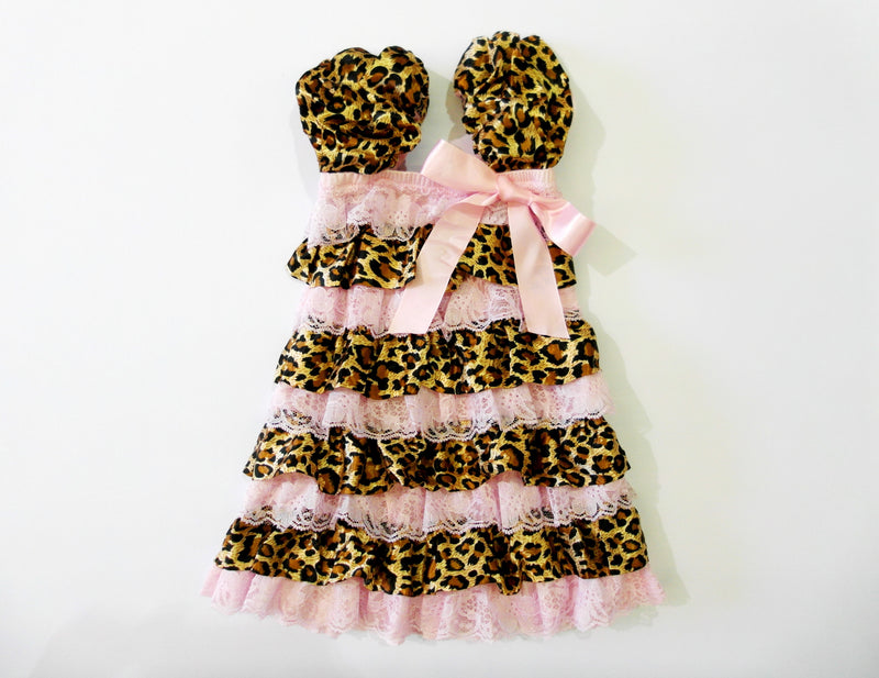 Cheetah Pink Lace Ruffle Petti Dress