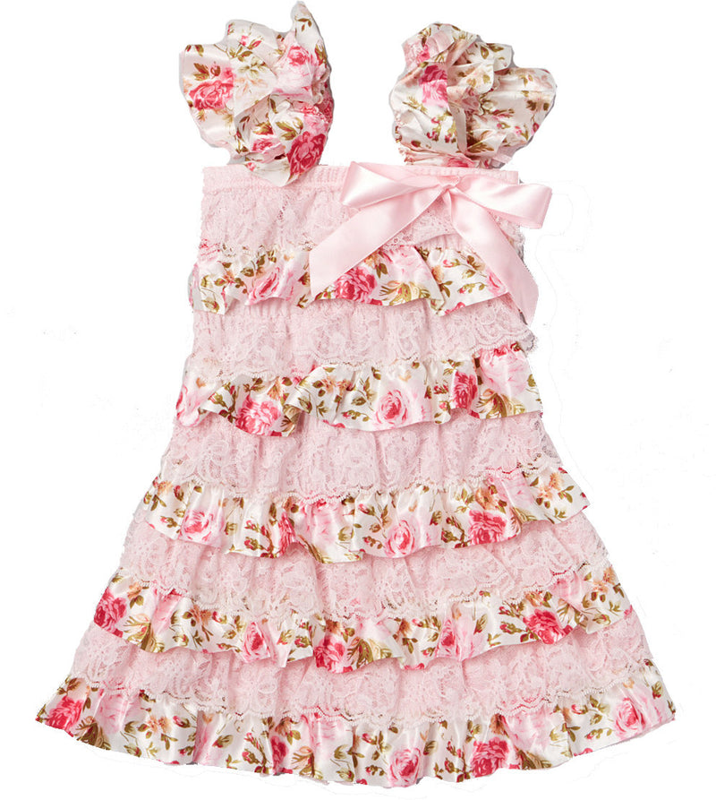 Pink/Flower Lace Ruffle Petti Dress