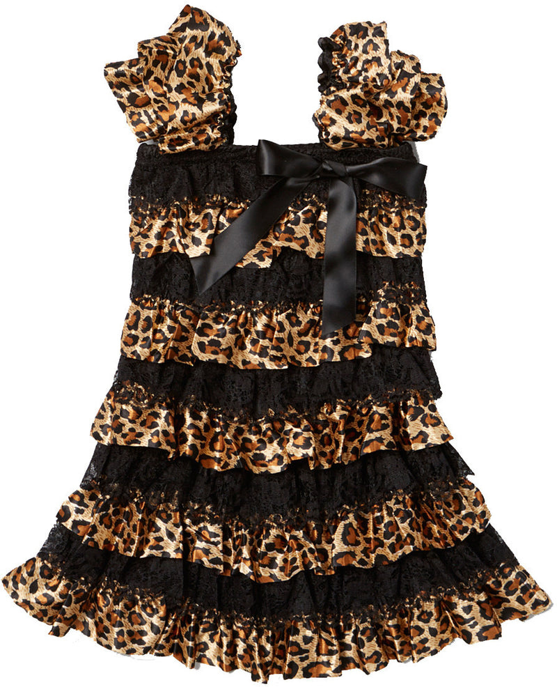 Leopard & Black Lace Ruffle Petti Dress
