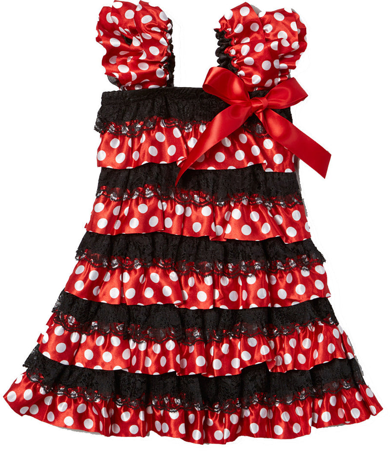 Red/White Dot & Black Lace Ruffle Petti Dress