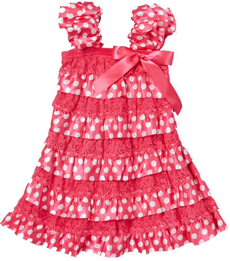 Pink/White Dot & Hot Pink Lace Ruffle Petti Dress