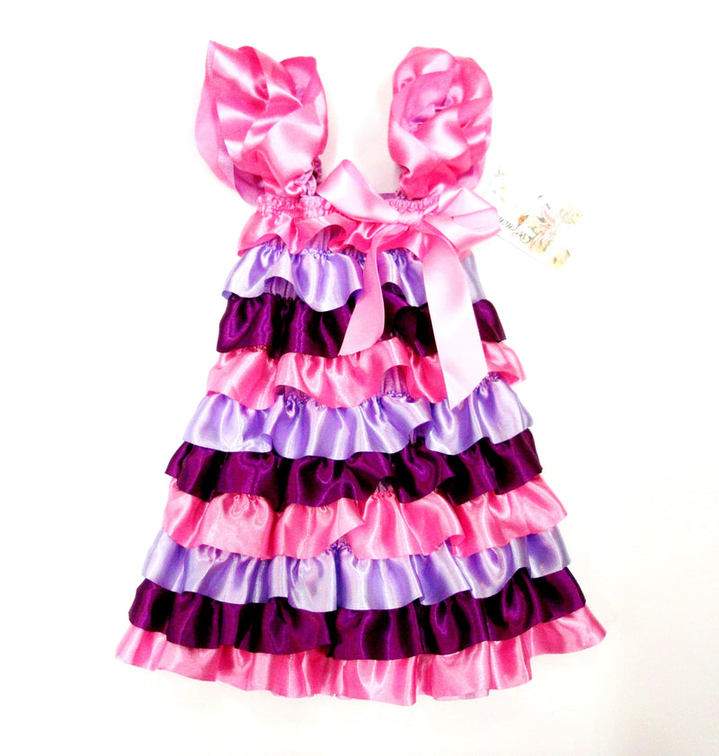Pink & Purple  Satin Ruffle Petti Dress