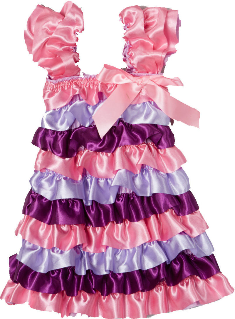 Pink & Purple  Satin Ruffle Petti Dress