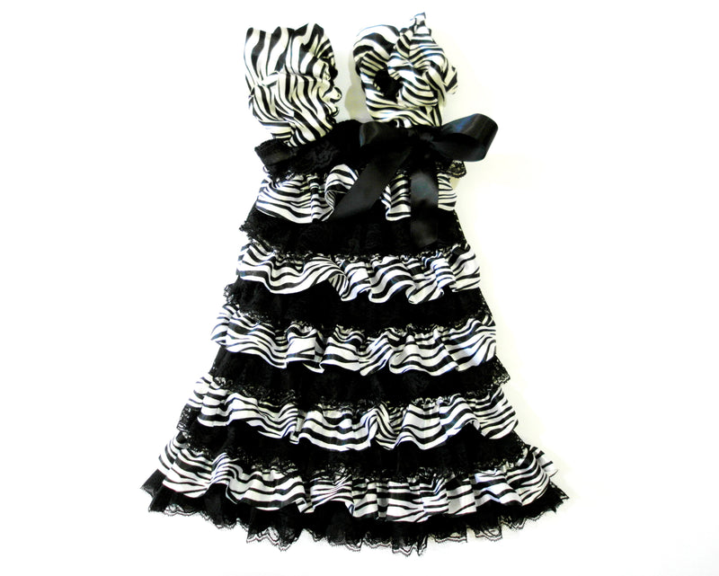 Zebra Black Lace Ruffle Petti Dress