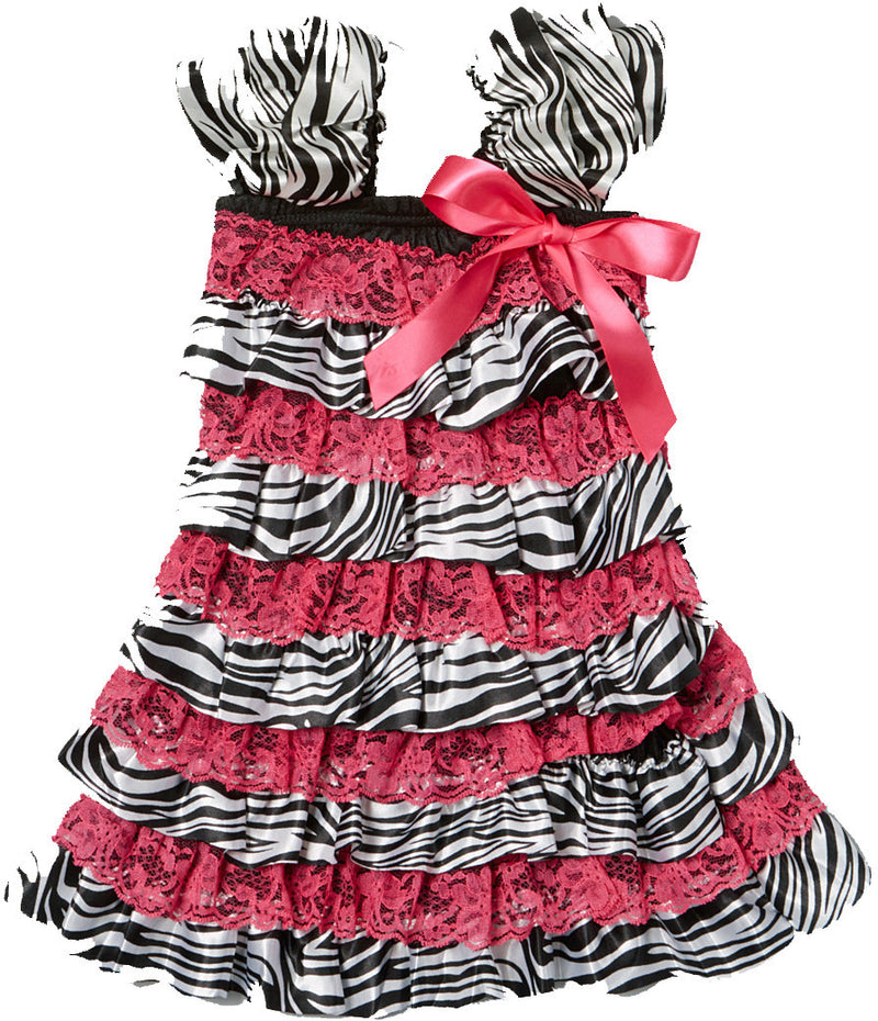 Zebra Hot Pink Lace Ruffle Petti Dress
