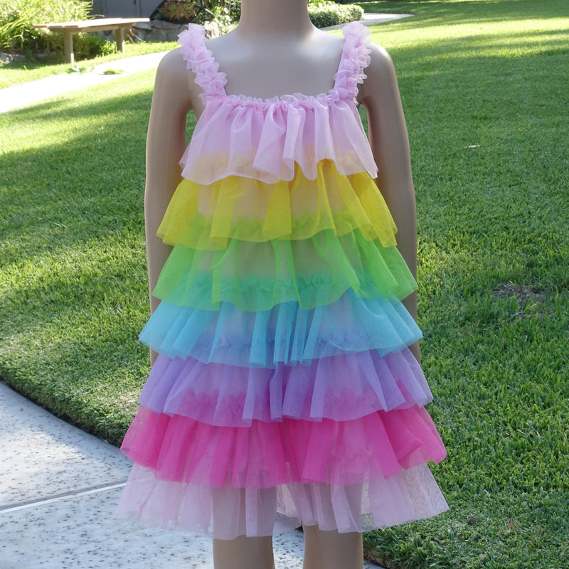 Rainbow Chiffon Ruffle Petti Dress