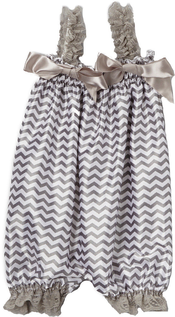 Gray Chevron Bubble Romper