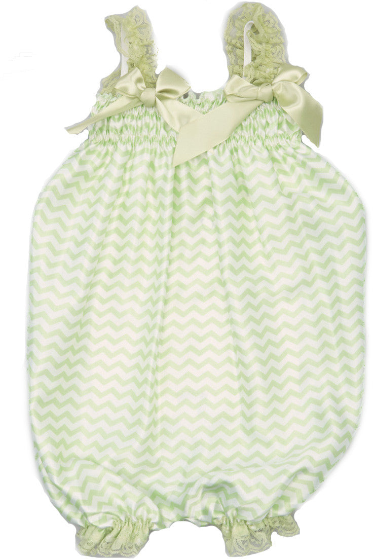 Green Chevron Bubble Romper