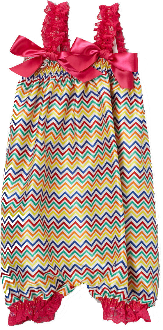 Rainbow Chevron Bubble Romper