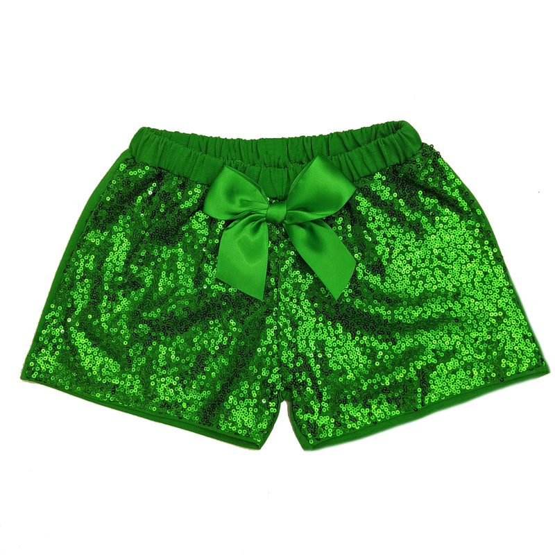 Green Sequins Bow Shorts