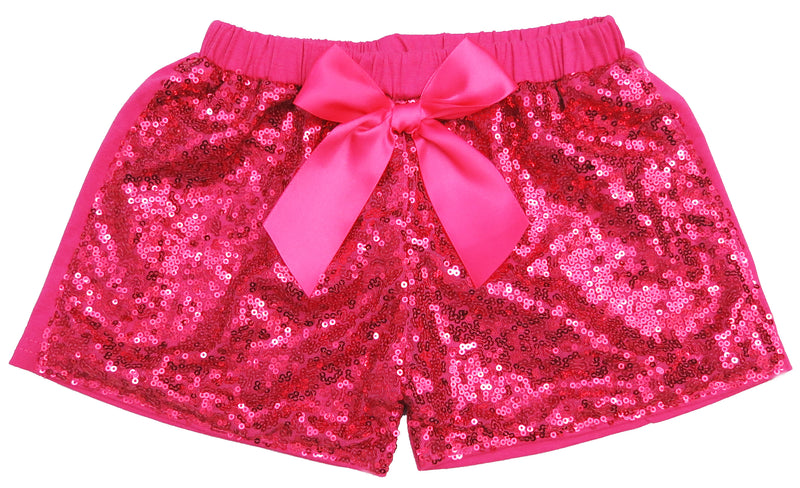 Hot Pink Sequins Bow Shorts