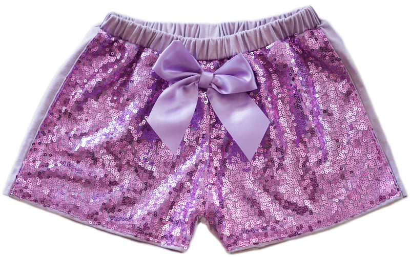 Lavender Sequins Bow Shorts