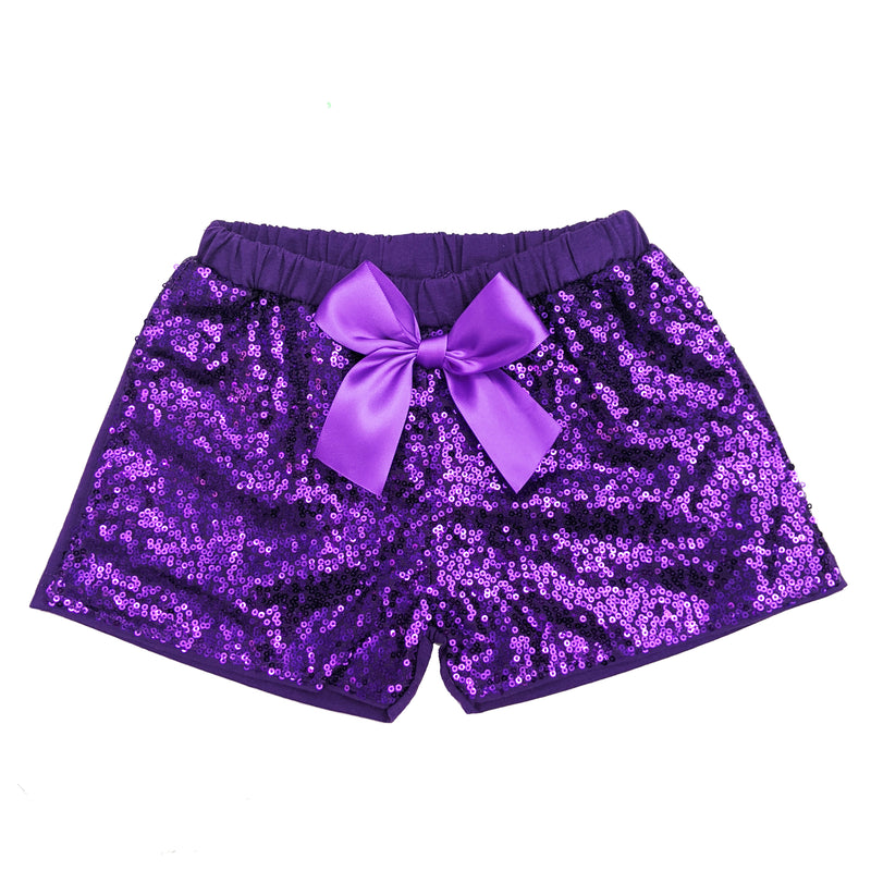 Purple Sequins Bow Shorts