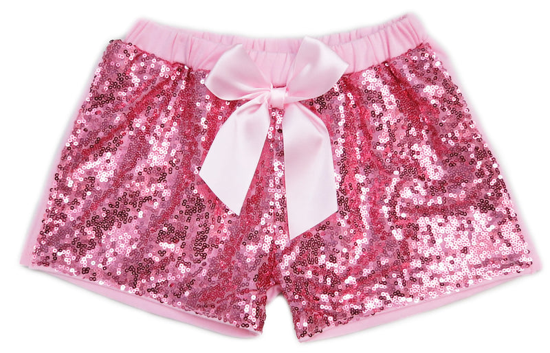 Pink Sequins Bow Shorts