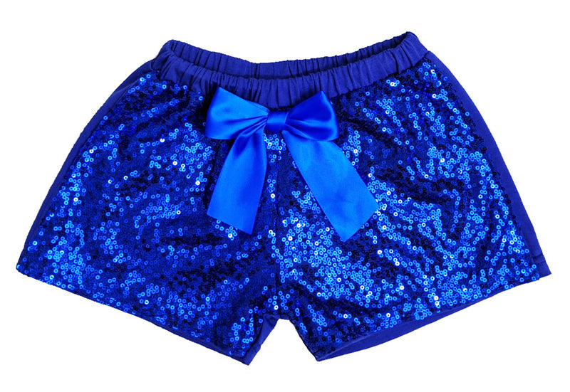 Royal Blue Sequins Bow Shorts