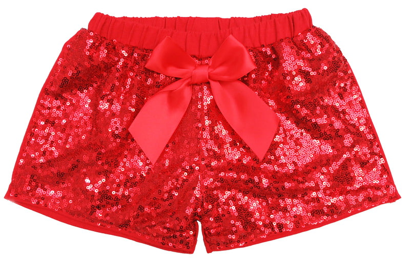 Red Sequins Bow Shorts