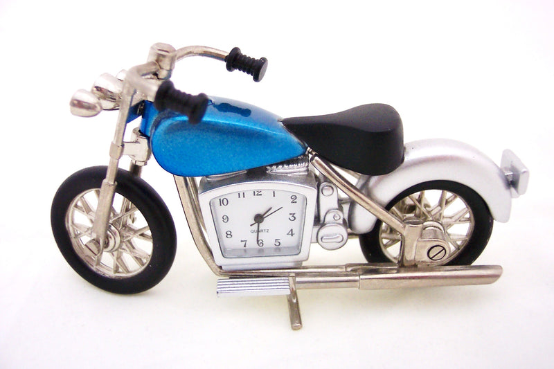 Blue Motorcycle Collectible Mini Clock