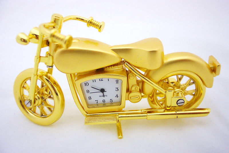 Gold Motorcycle Collectible Mini Clock