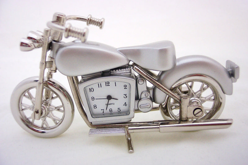 Silver Motorcycle Collectible Mini Clock
