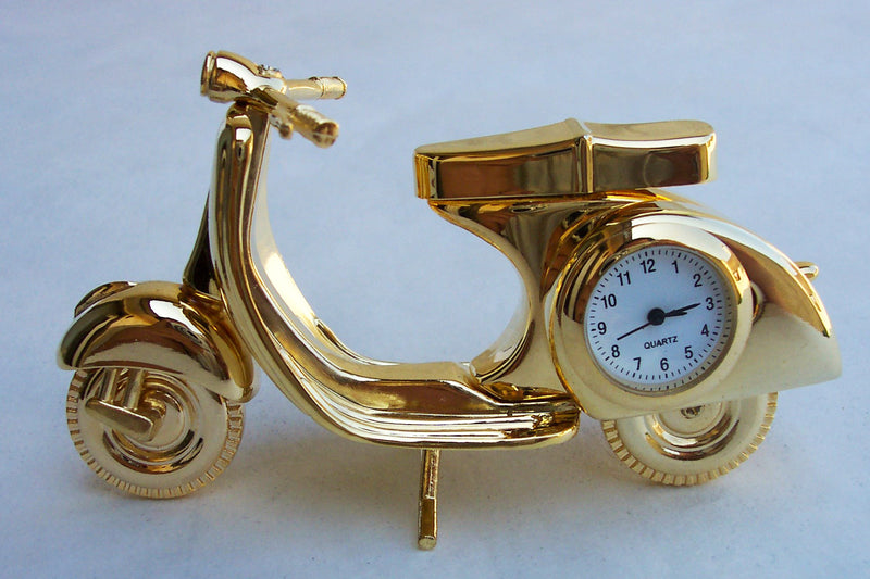 Gold Motor Scooter Collectible Mini Clock